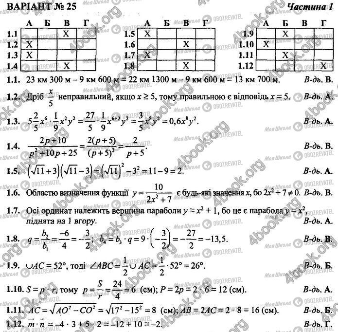 ДПА Математика 9 класс страница Варіант 25