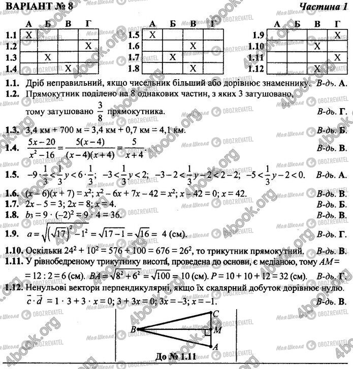 ДПА Математика 9 класс страница Варіант 8