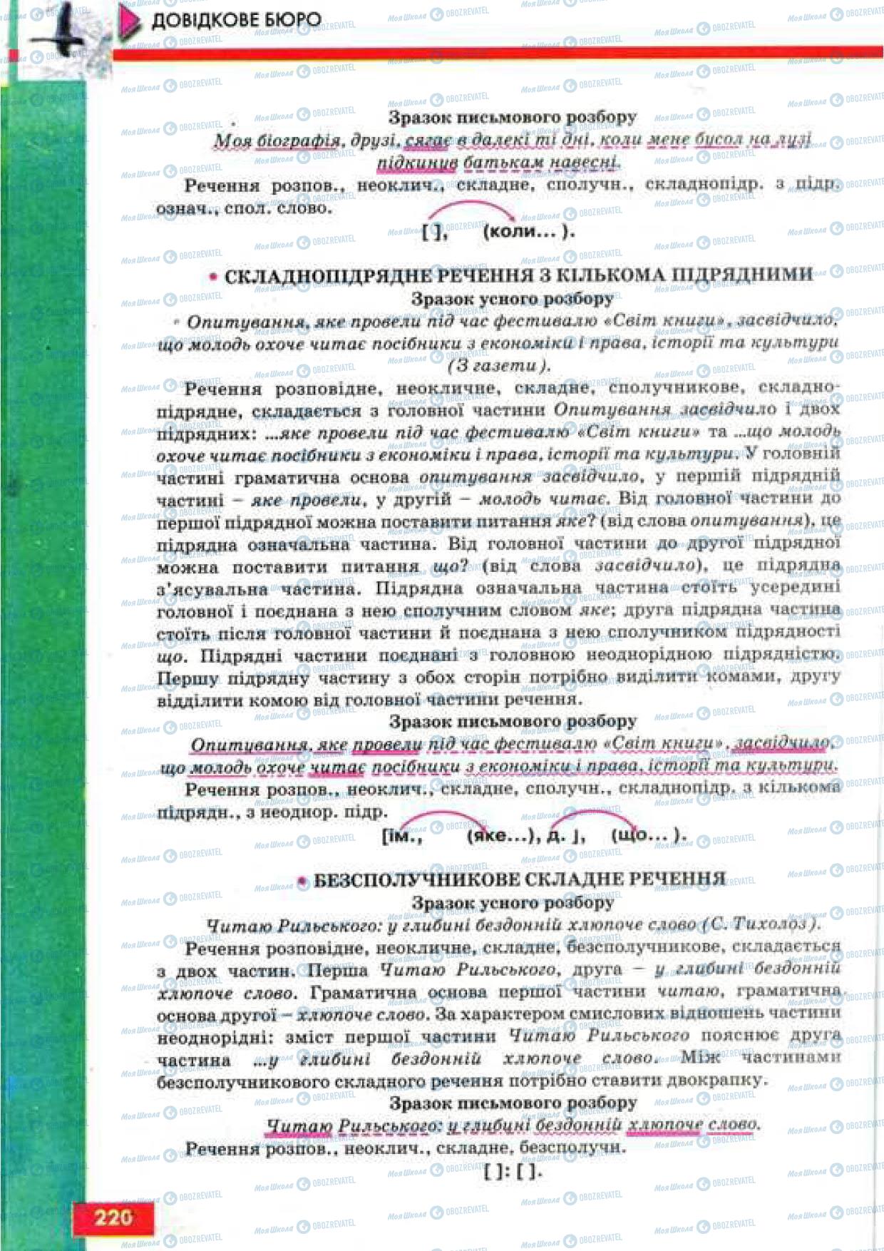 Підручники Українська мова 9 клас сторінка 220