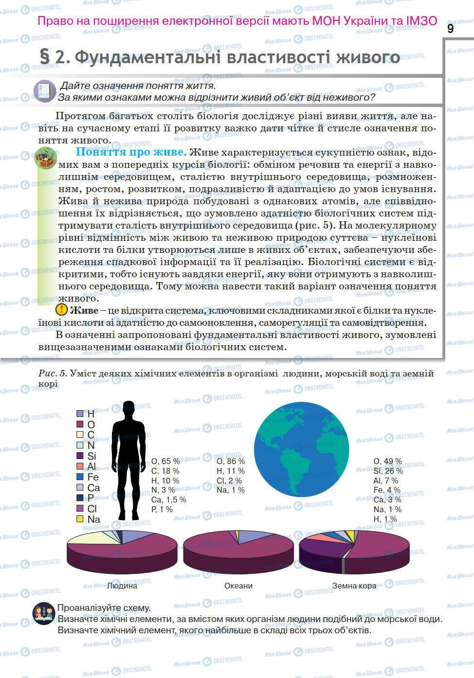 Підручники Біологія 10 клас сторінка 9