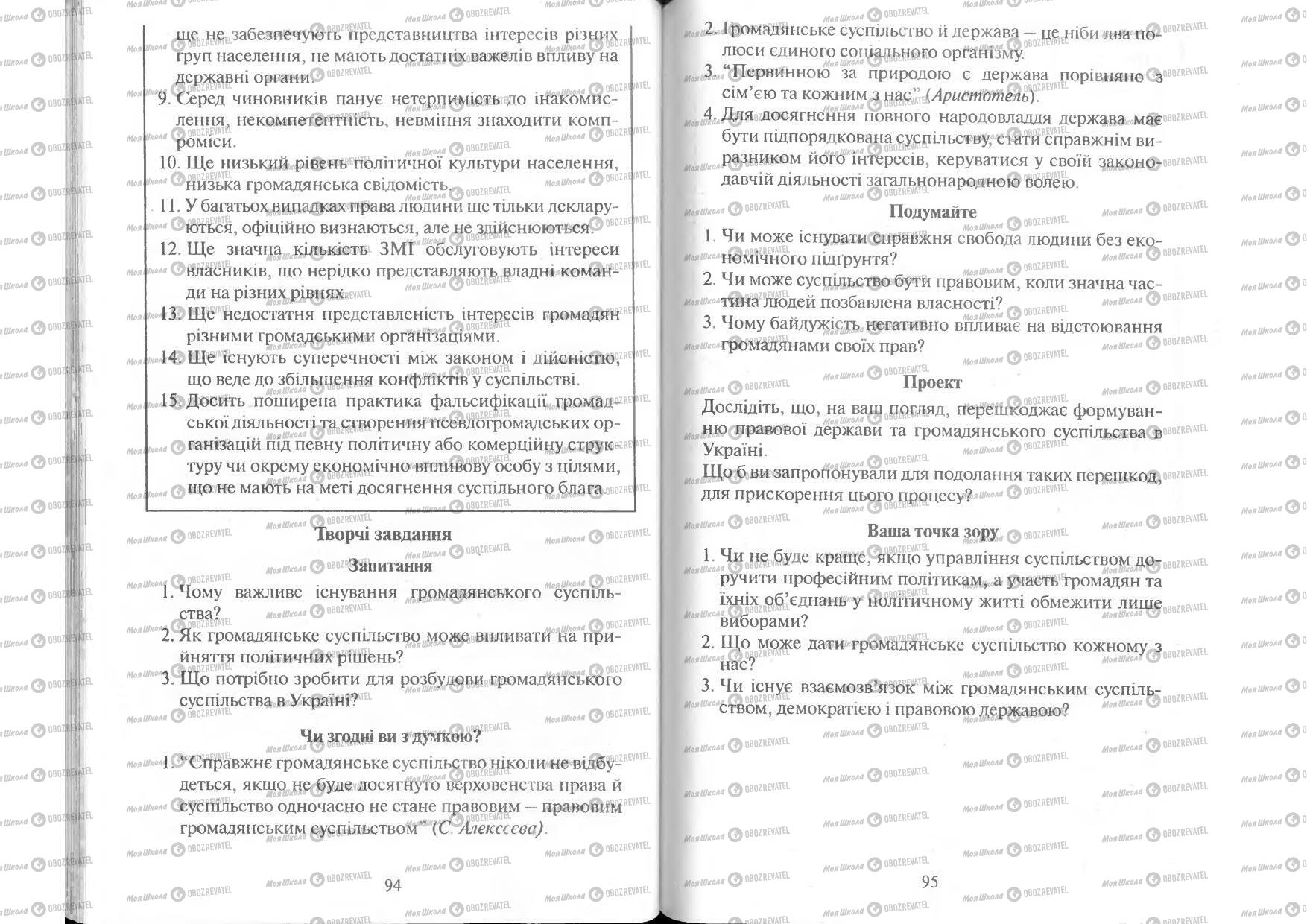 Підручники Людина і світ 11 клас сторінка 94-95