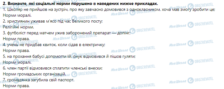 ГДЗ Правознавство 9 клас сторінка Практичне заняття 1. Соціальні норми в житті людей 