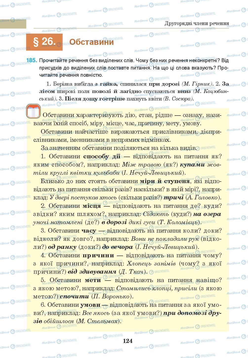 Учебники Укр мова 8 класс страница 124