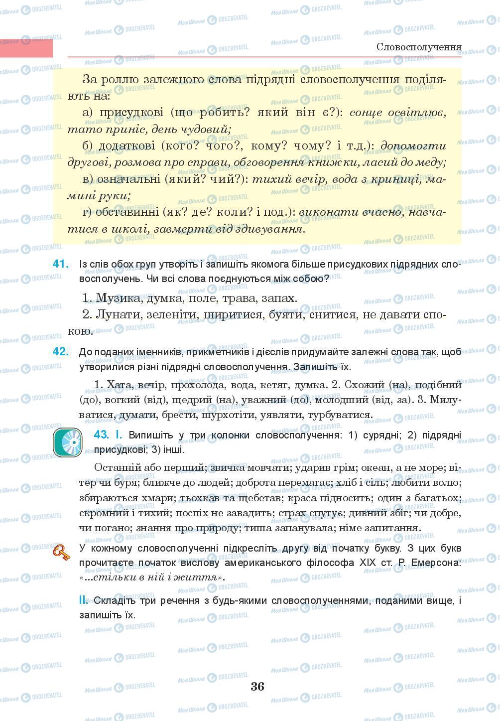 Підручники Українська мова 8 клас сторінка 36