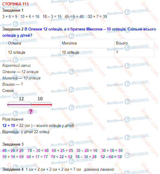 ГДЗ Математика 1 клас сторінка 113