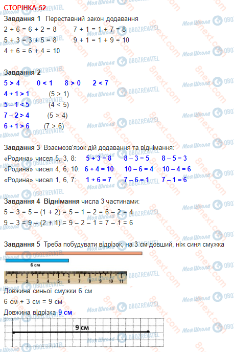 ГДЗ Математика 1 класс страница 52