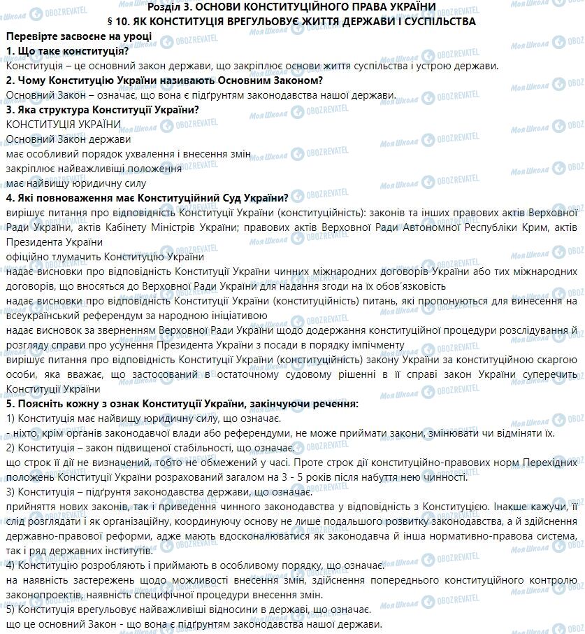 ГДЗ Правознавство 9 клас сторінка 10
