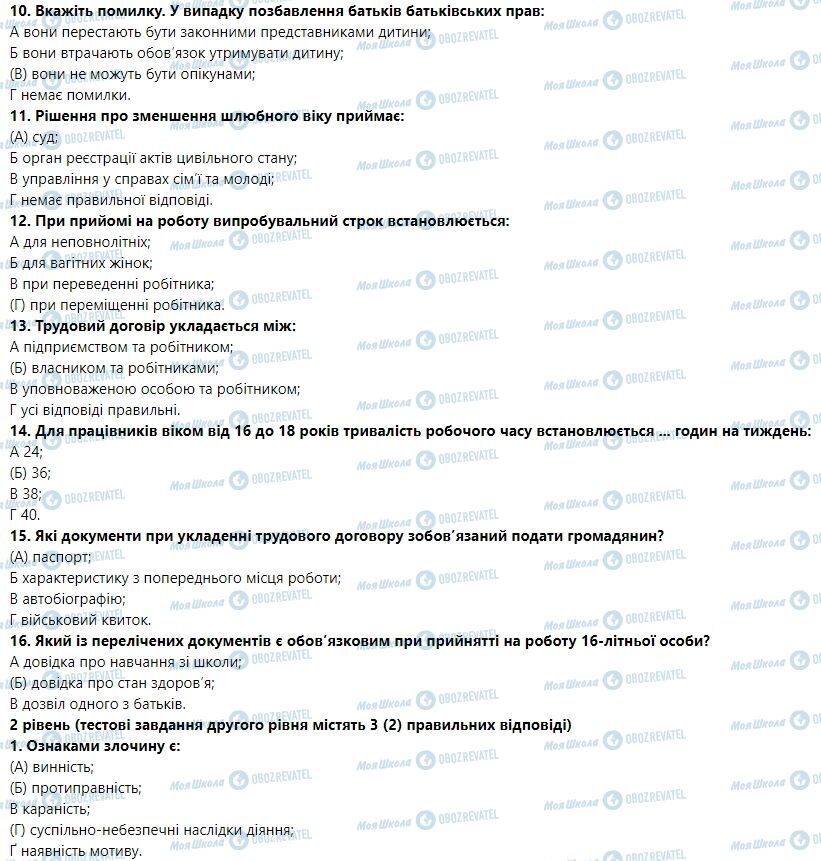 ГДЗ Правознавство 9 клас сторінка Орієнтовні завдання на урок узагальнення