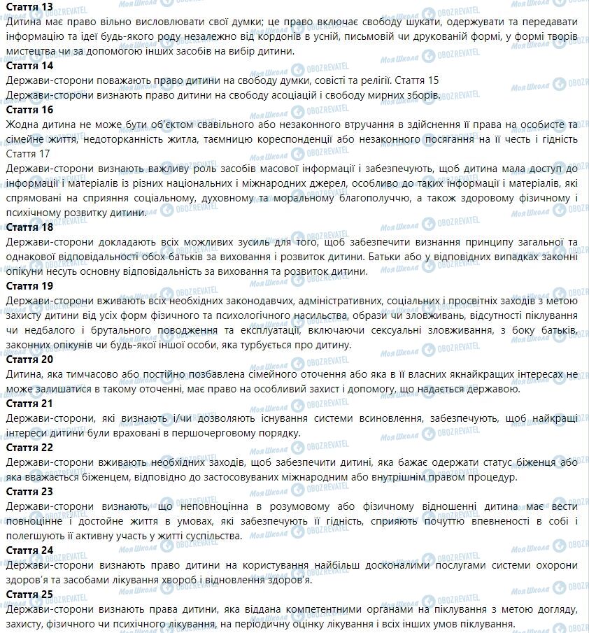 ГДЗ Правознавство 9 клас сторінка Конвенція про права дитини 
