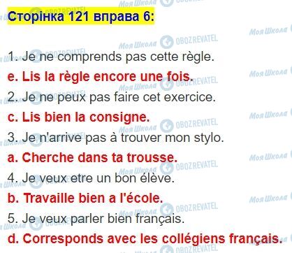 ГДЗ Французька мова 5 клас сторінка стор.121,впр.6