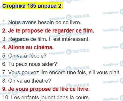 ГДЗ Французька мова 5 клас сторінка стор.185,впр.2