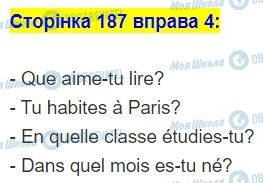 ГДЗ Французька мова 5 клас сторінка стор.187,впр.4