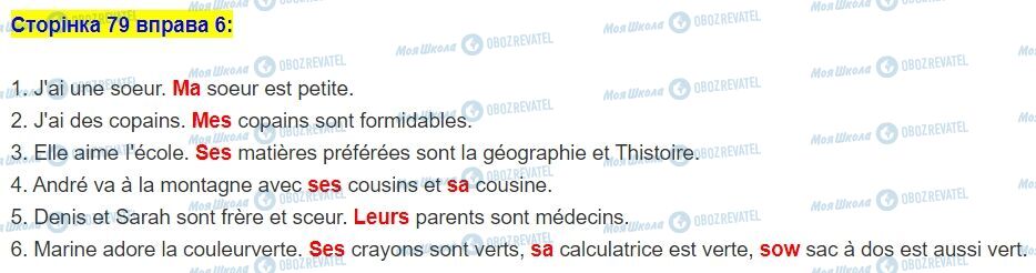ГДЗ Французька мова 5 клас сторінка стор.79,впр.6