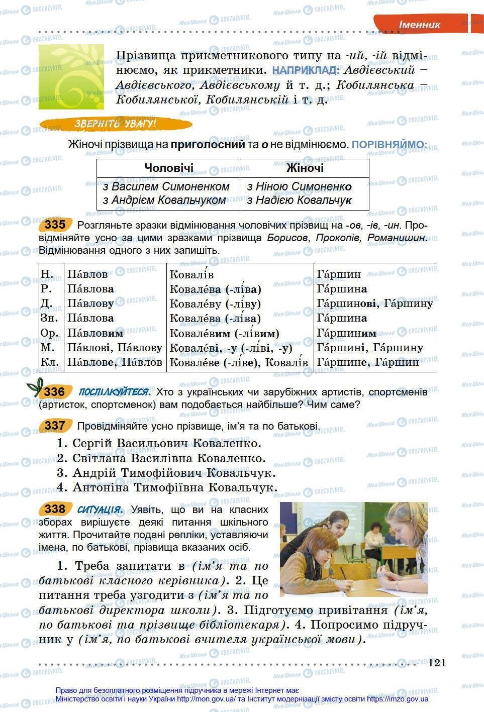 Підручники Українська мова 6 клас сторінка 121