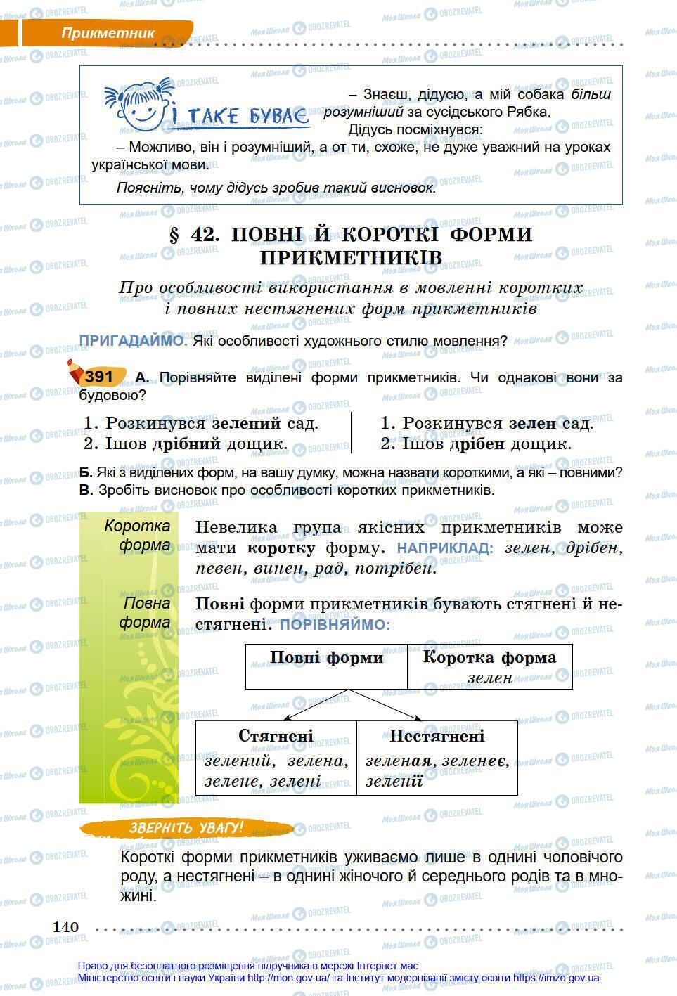 Підручники Українська мова 6 клас сторінка 140
