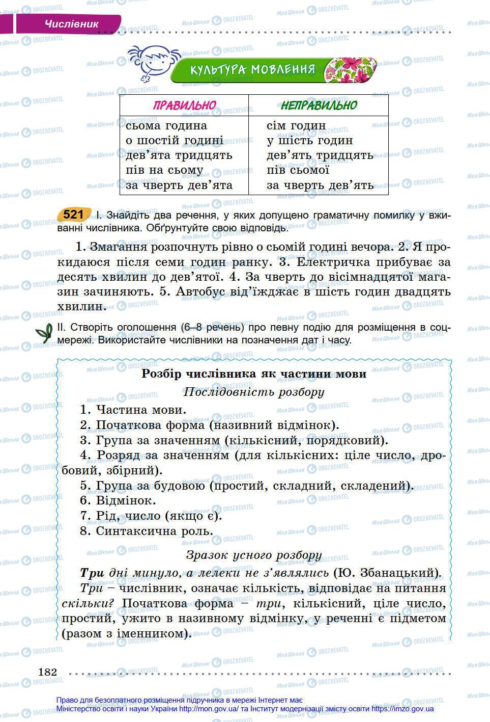 Підручники Українська мова 6 клас сторінка 182