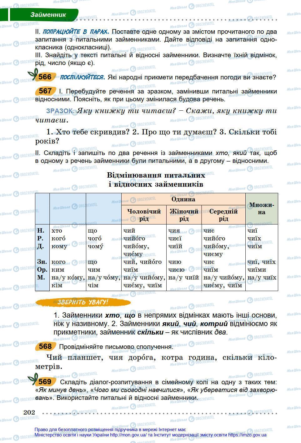 Підручники Українська мова 6 клас сторінка 202