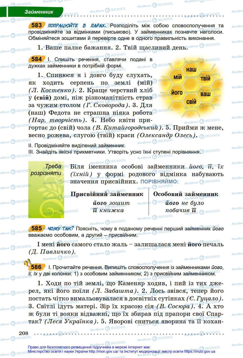 Підручники Українська мова 6 клас сторінка 208