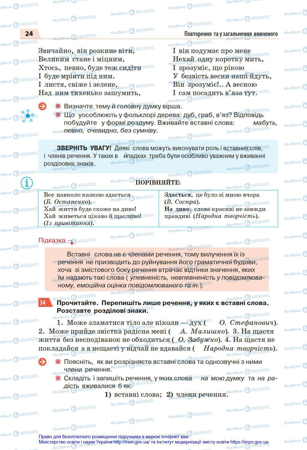 Підручники Українська мова 7 клас сторінка 24
