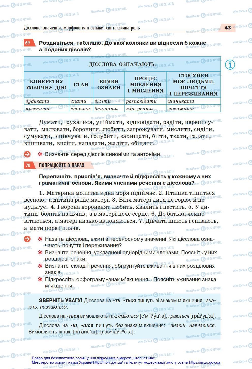 Учебники Укр мова 7 класс страница 43