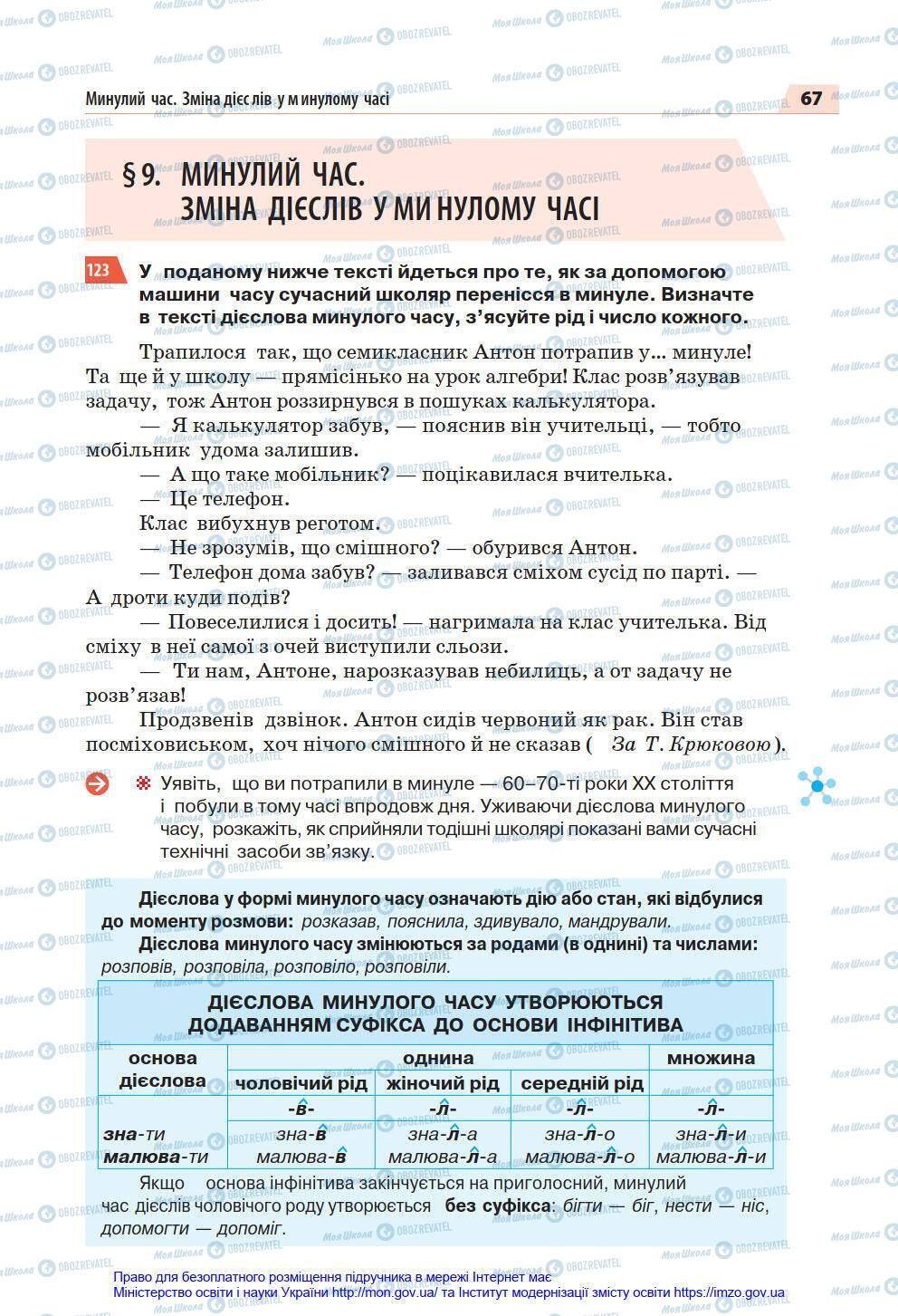 Підручники Українська мова 7 клас сторінка 67