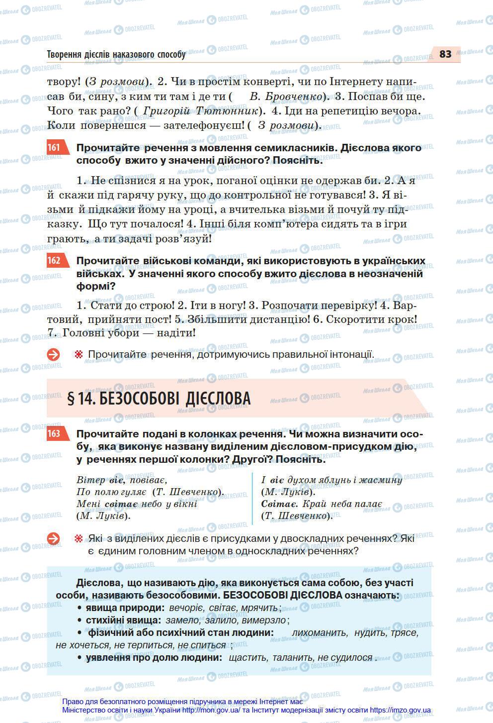 Підручники Українська мова 7 клас сторінка 83
