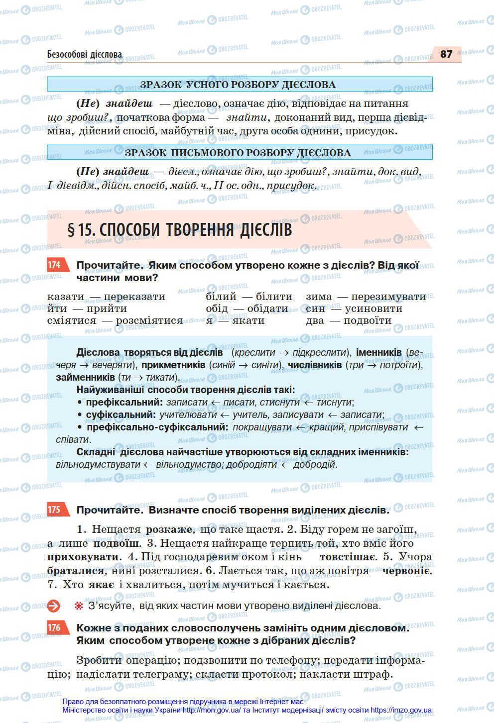 Підручники Українська мова 7 клас сторінка 87