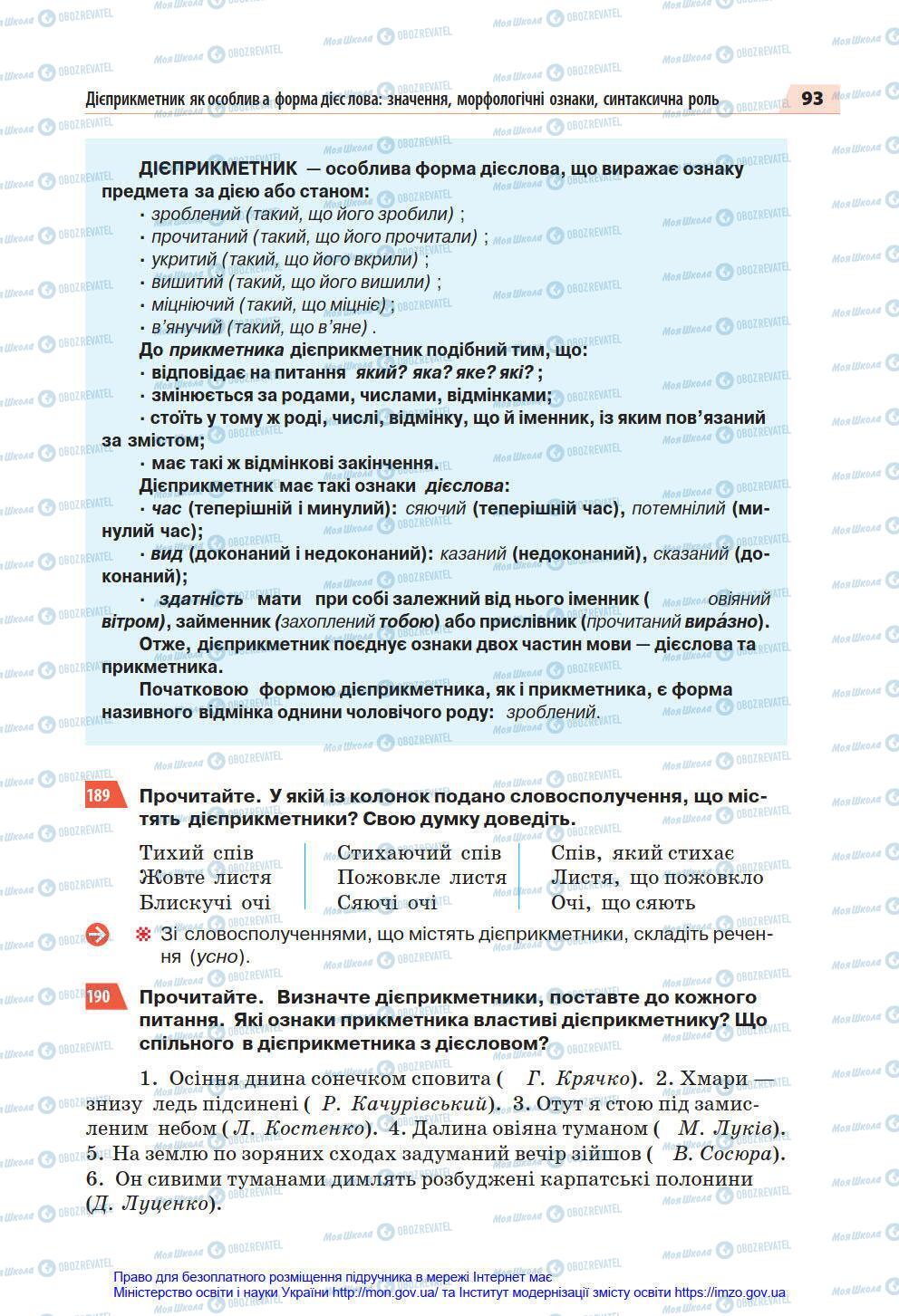 Учебники Укр мова 7 класс страница 93