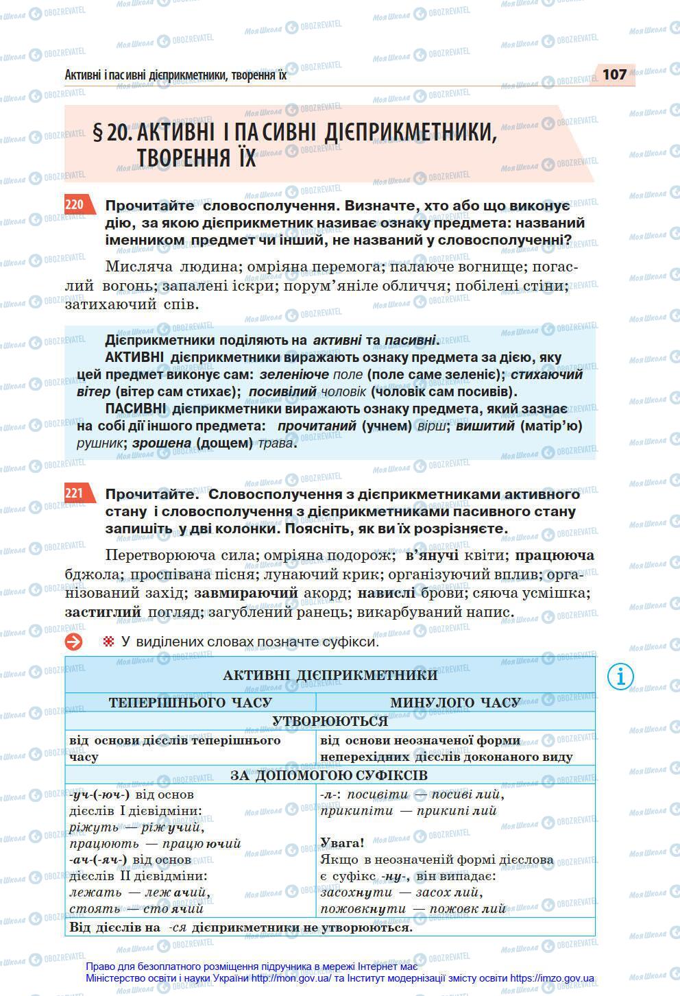 Підручники Українська мова 7 клас сторінка 107