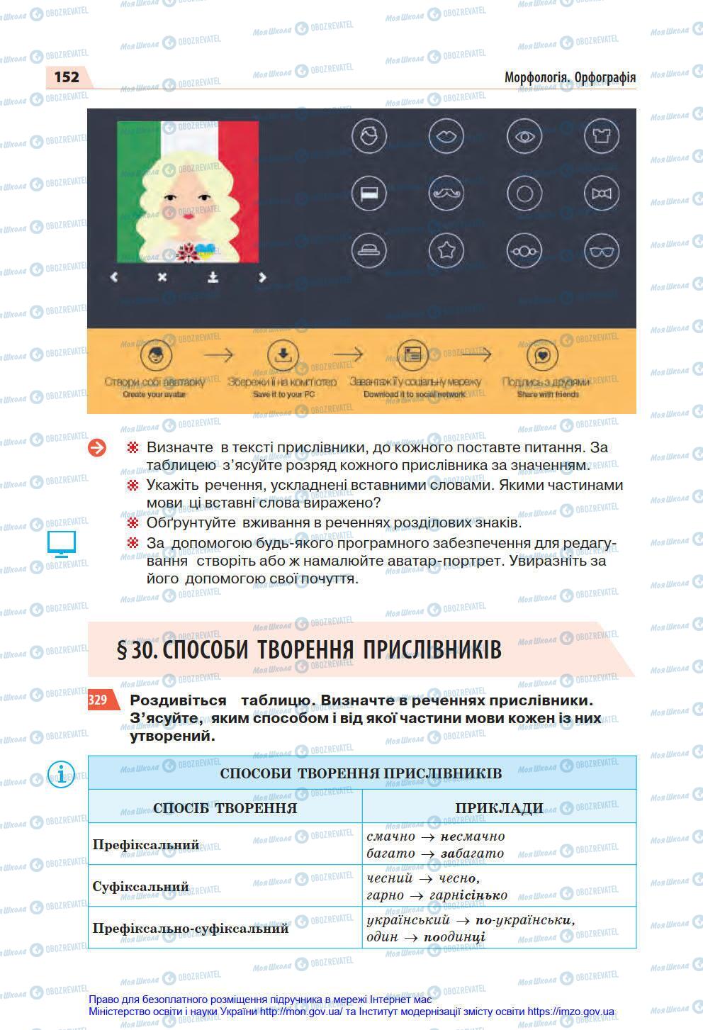 Підручники Українська мова 7 клас сторінка 152