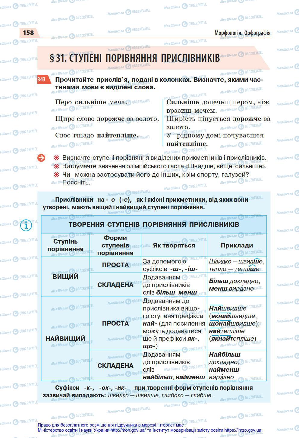 Учебники Укр мова 7 класс страница 158