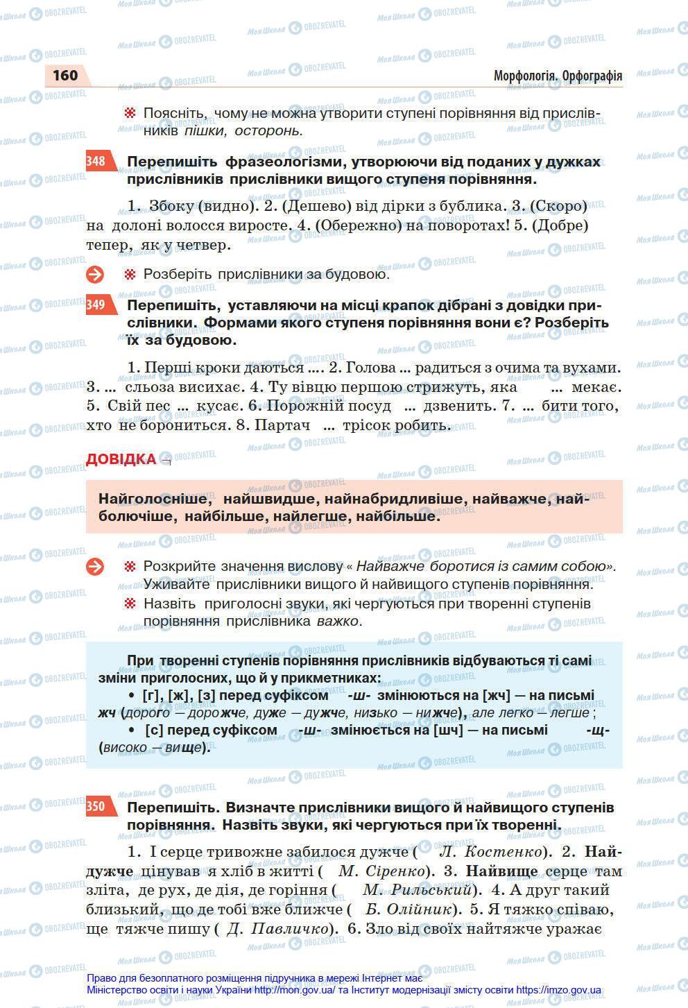 Учебники Укр мова 7 класс страница 160