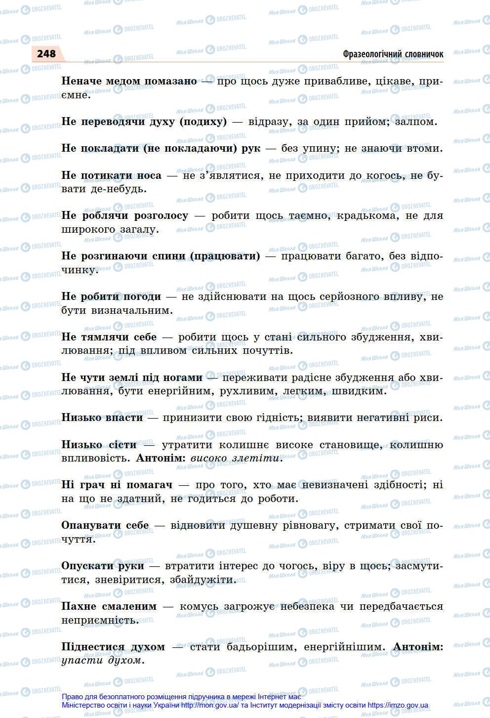 Підручники Українська мова 7 клас сторінка 248