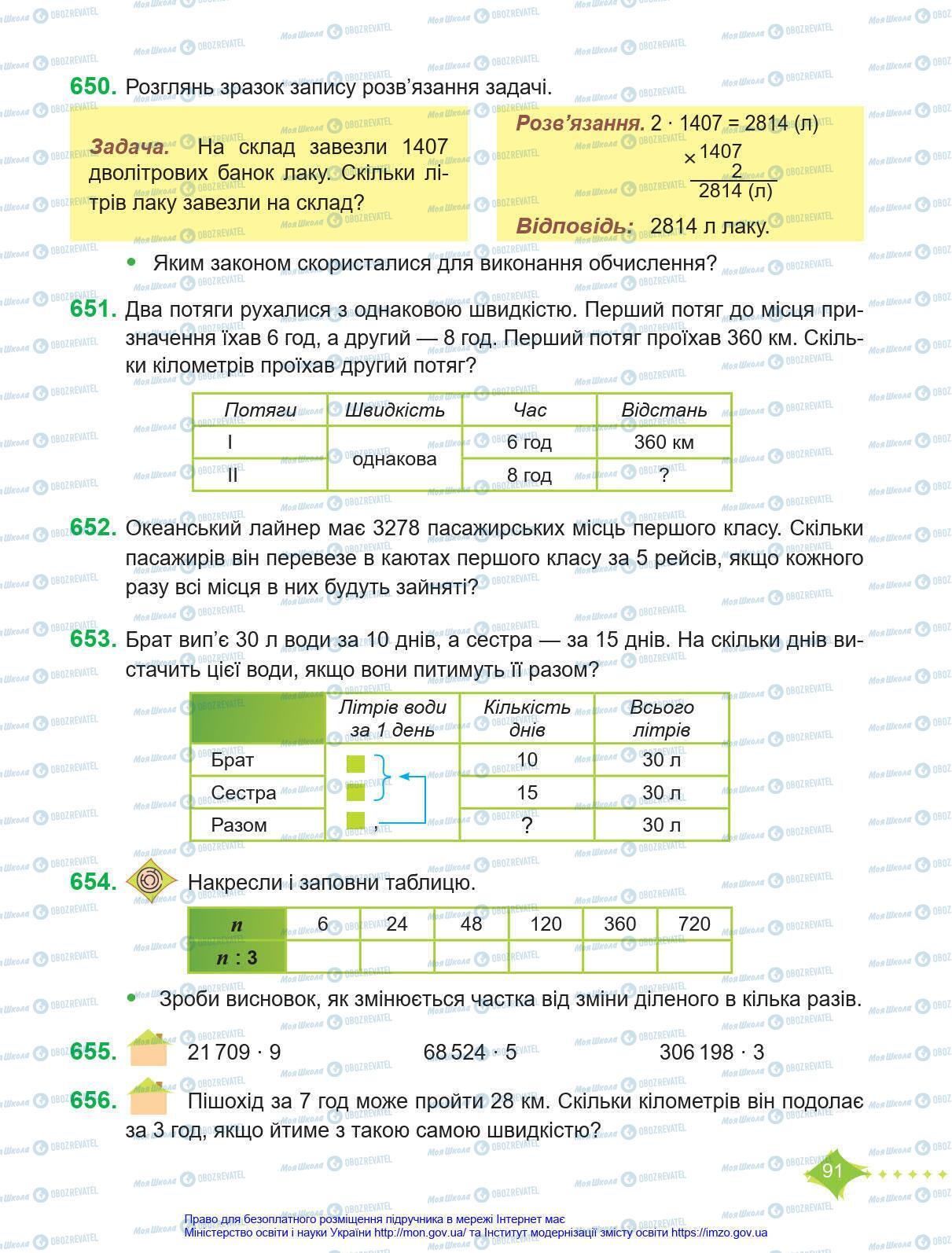 Підручники Математика 4 клас сторінка 91