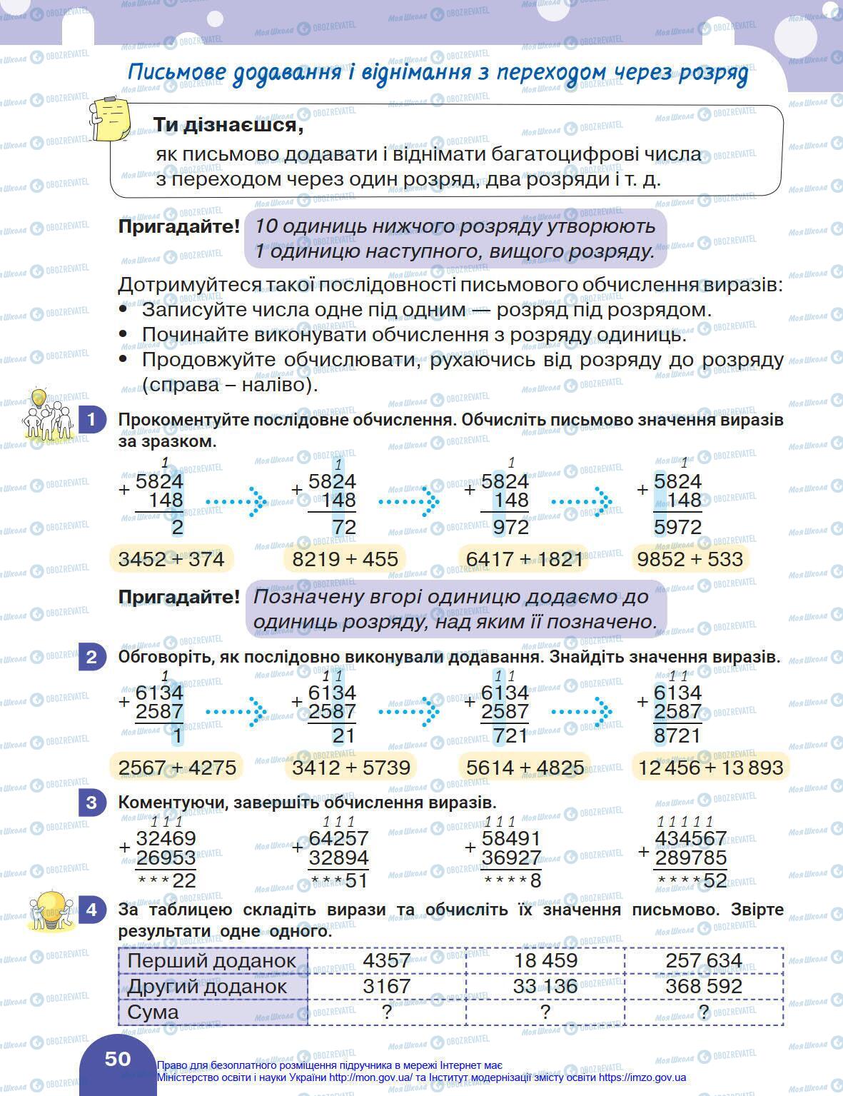 Підручники Математика 4 клас сторінка 50