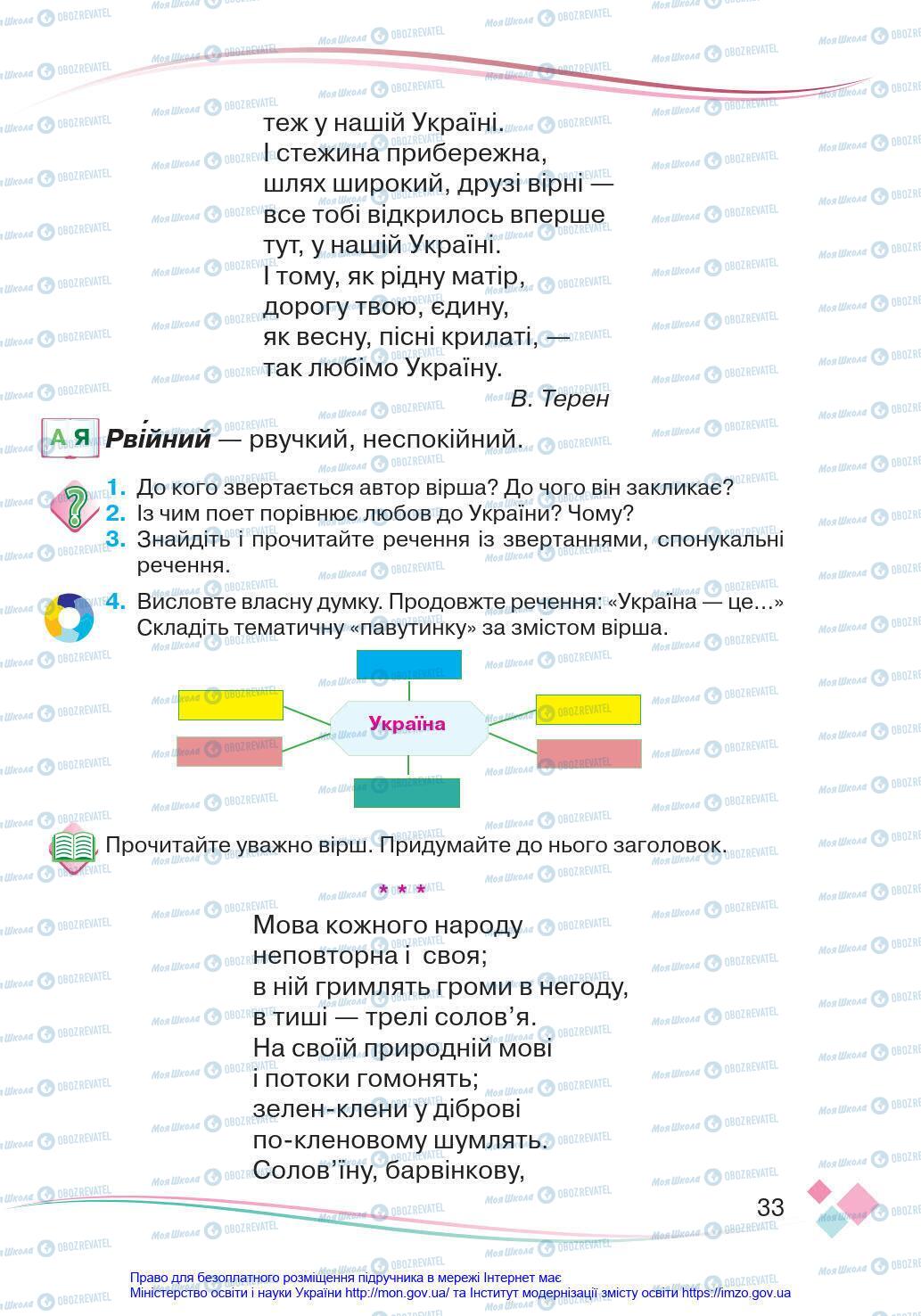 Учебники Укр мова 4 класс страница 33