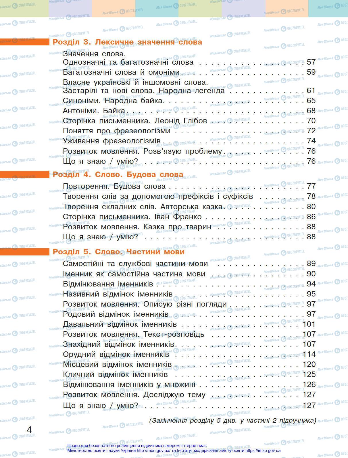 Підручники Українська мова 4 клас сторінка 4