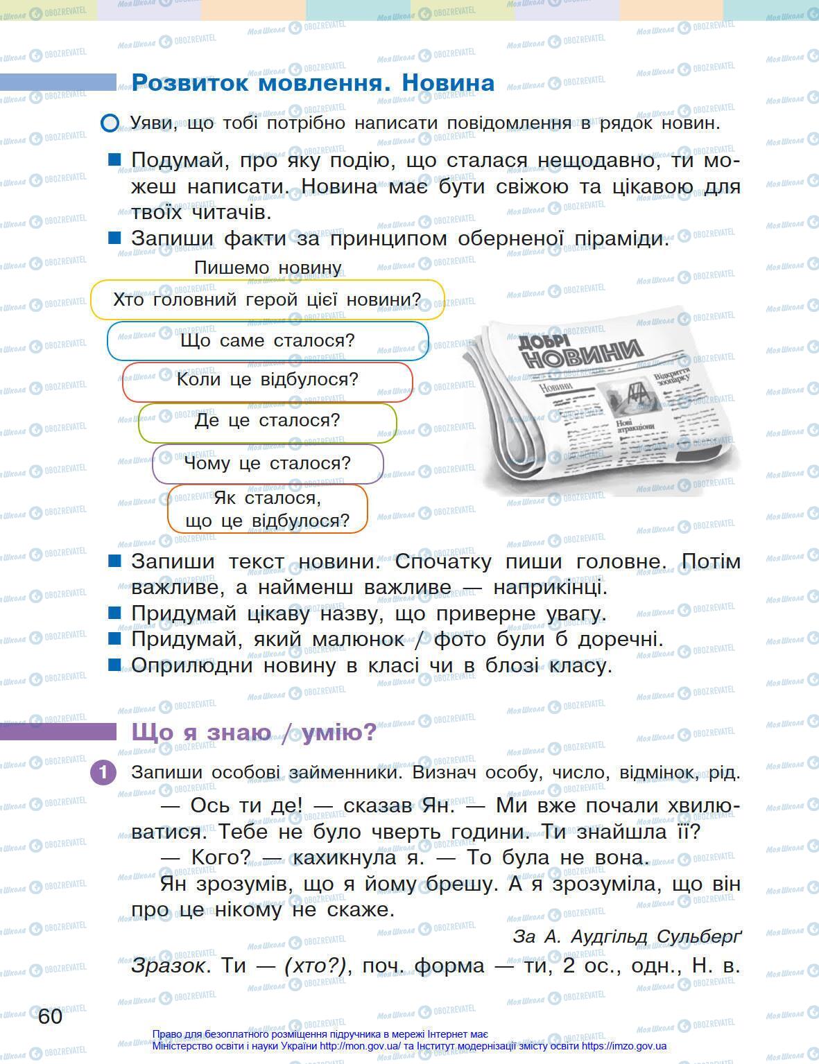 Підручники Українська мова 4 клас сторінка 60