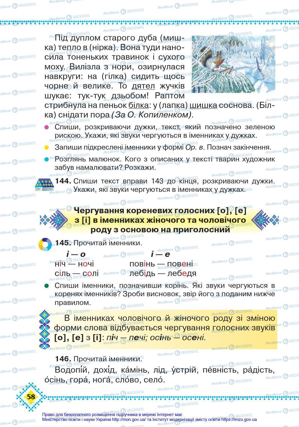 Підручники Українська мова 4 клас сторінка 58