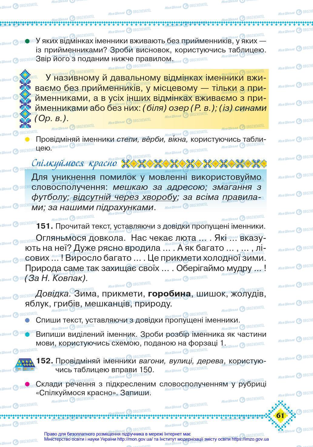 Підручники Українська мова 4 клас сторінка 61