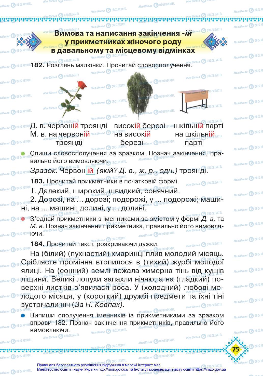 Підручники Українська мова 4 клас сторінка 75