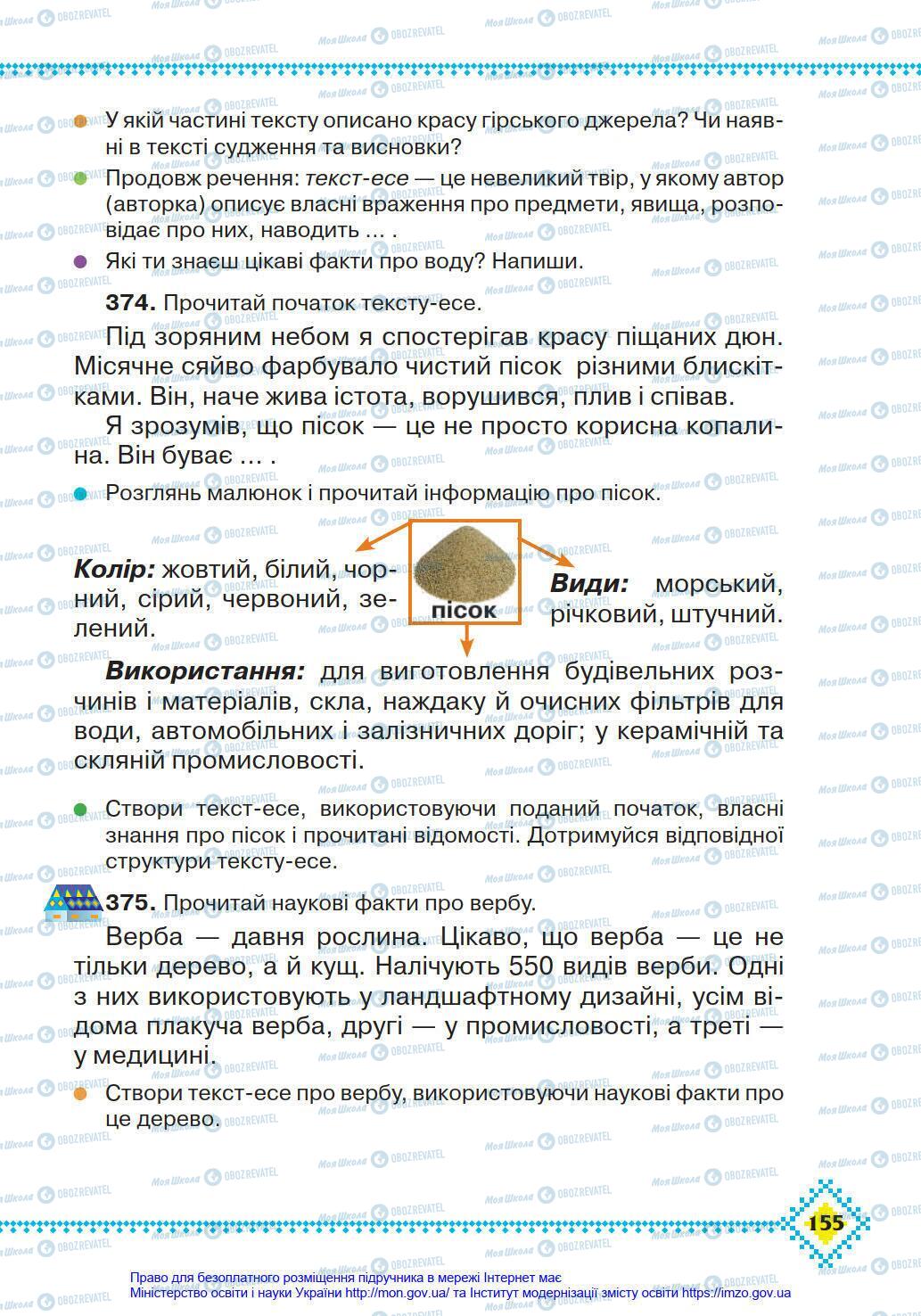 Підручники Українська мова 4 клас сторінка 155