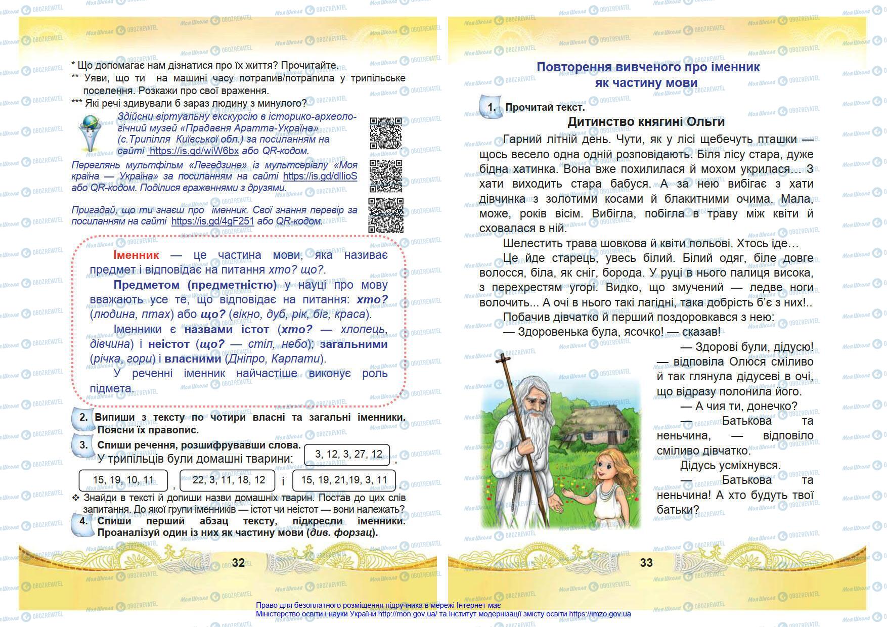 Підручники Українська мова 4 клас сторінка 32-33