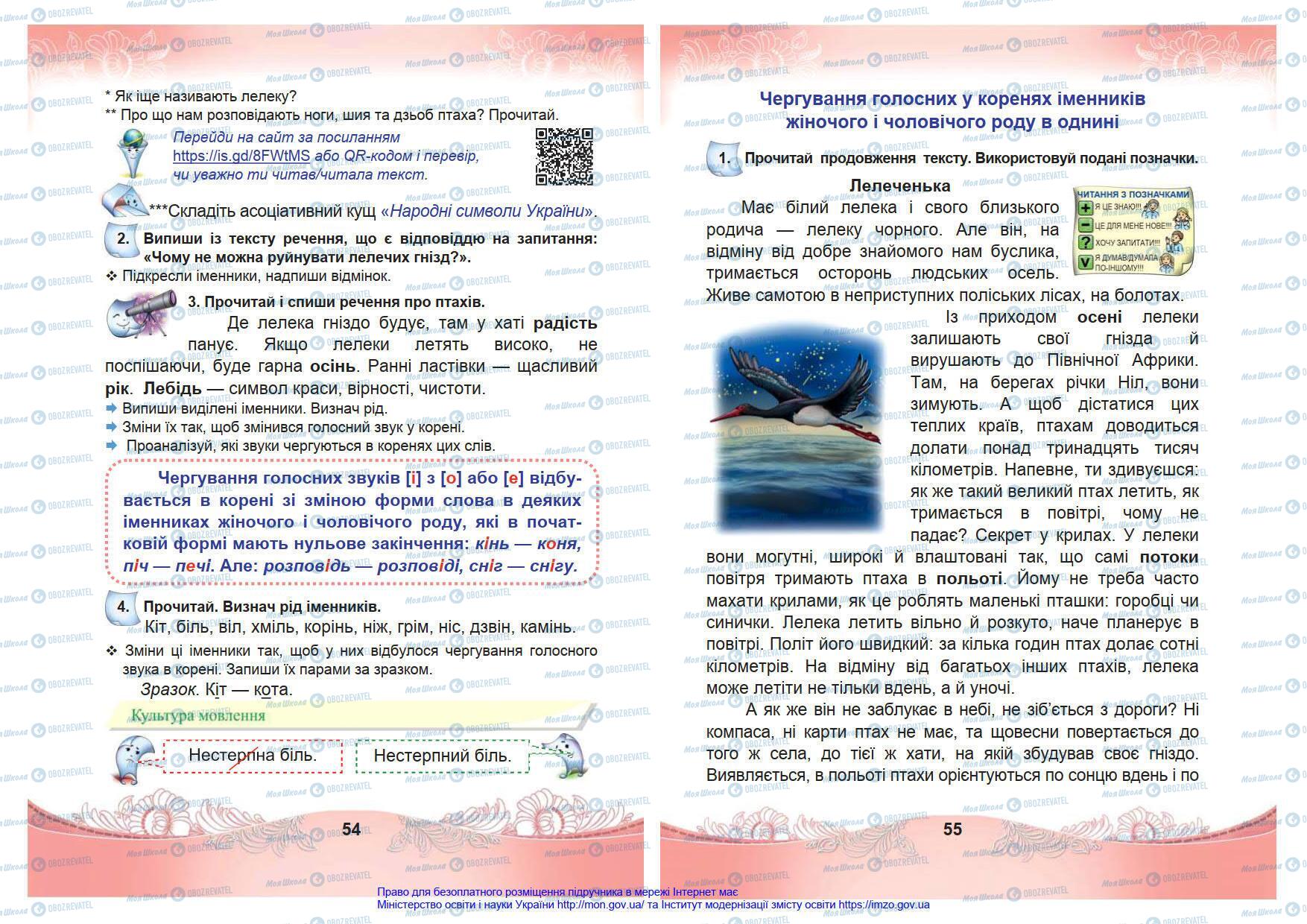 Підручники Українська мова 4 клас сторінка 54-55