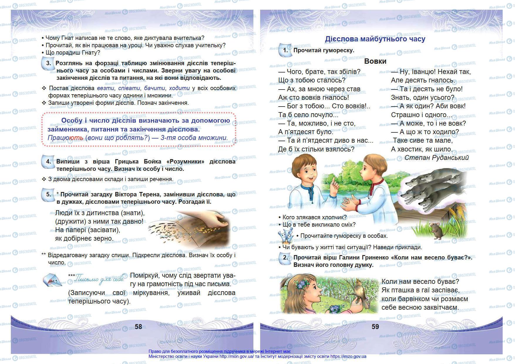 Підручники Українська мова 4 клас сторінка 58-59