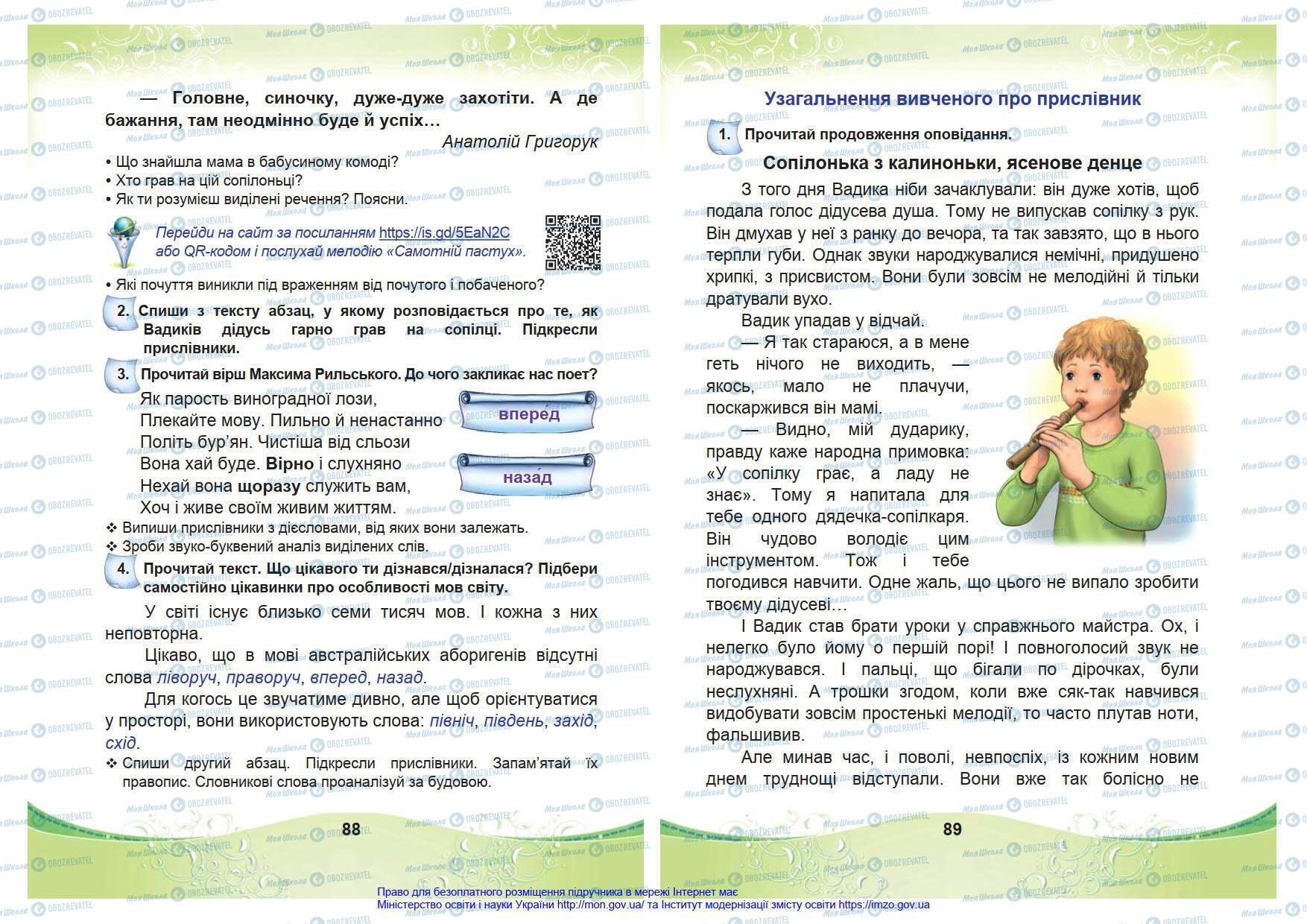 Підручники Українська мова 4 клас сторінка 88-89
