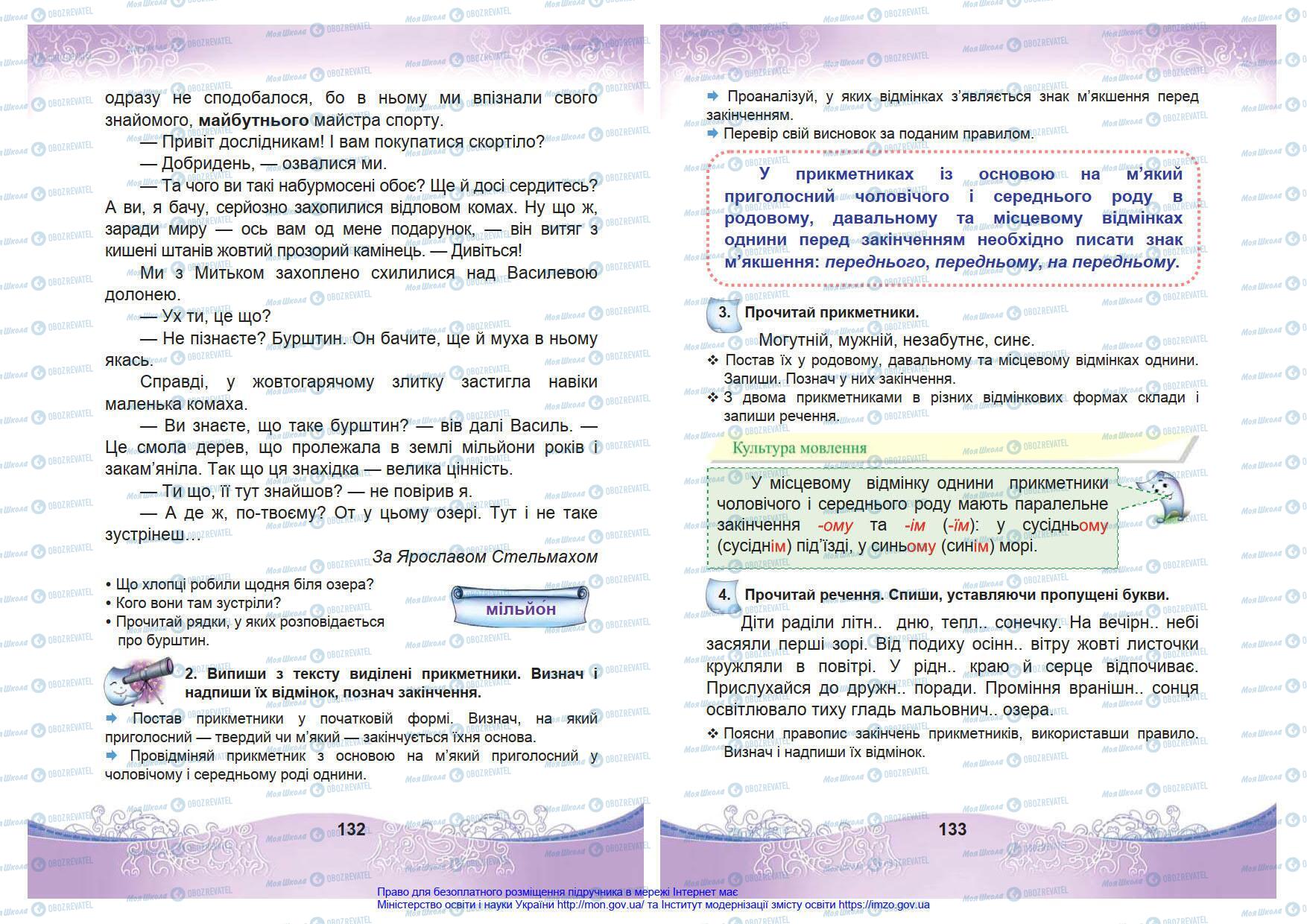 Підручники Українська мова 4 клас сторінка 132-133