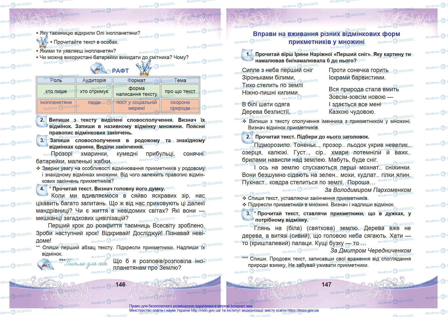 Підручники Українська мова 4 клас сторінка 146-147