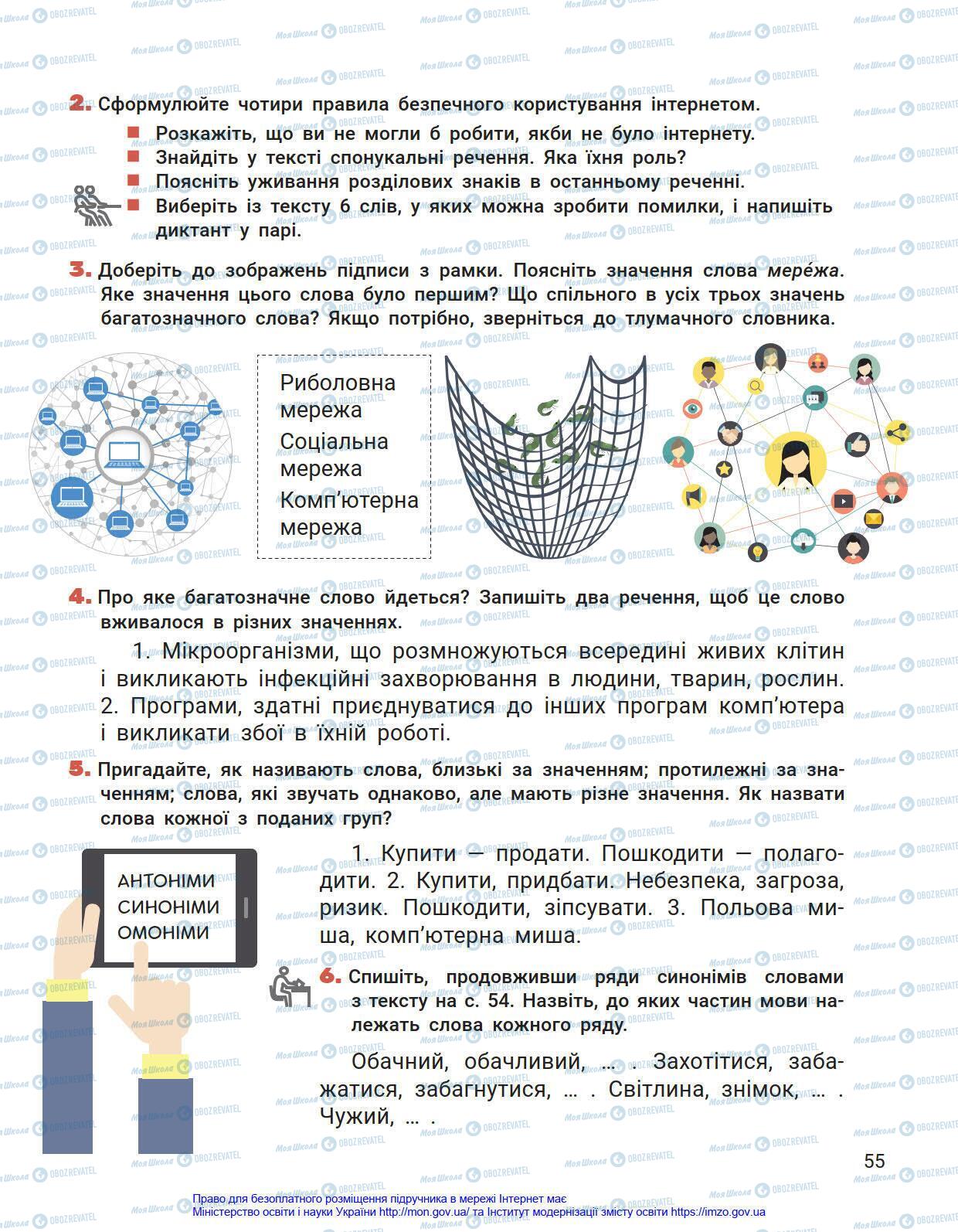 Учебники Укр мова 4 класс страница 55
