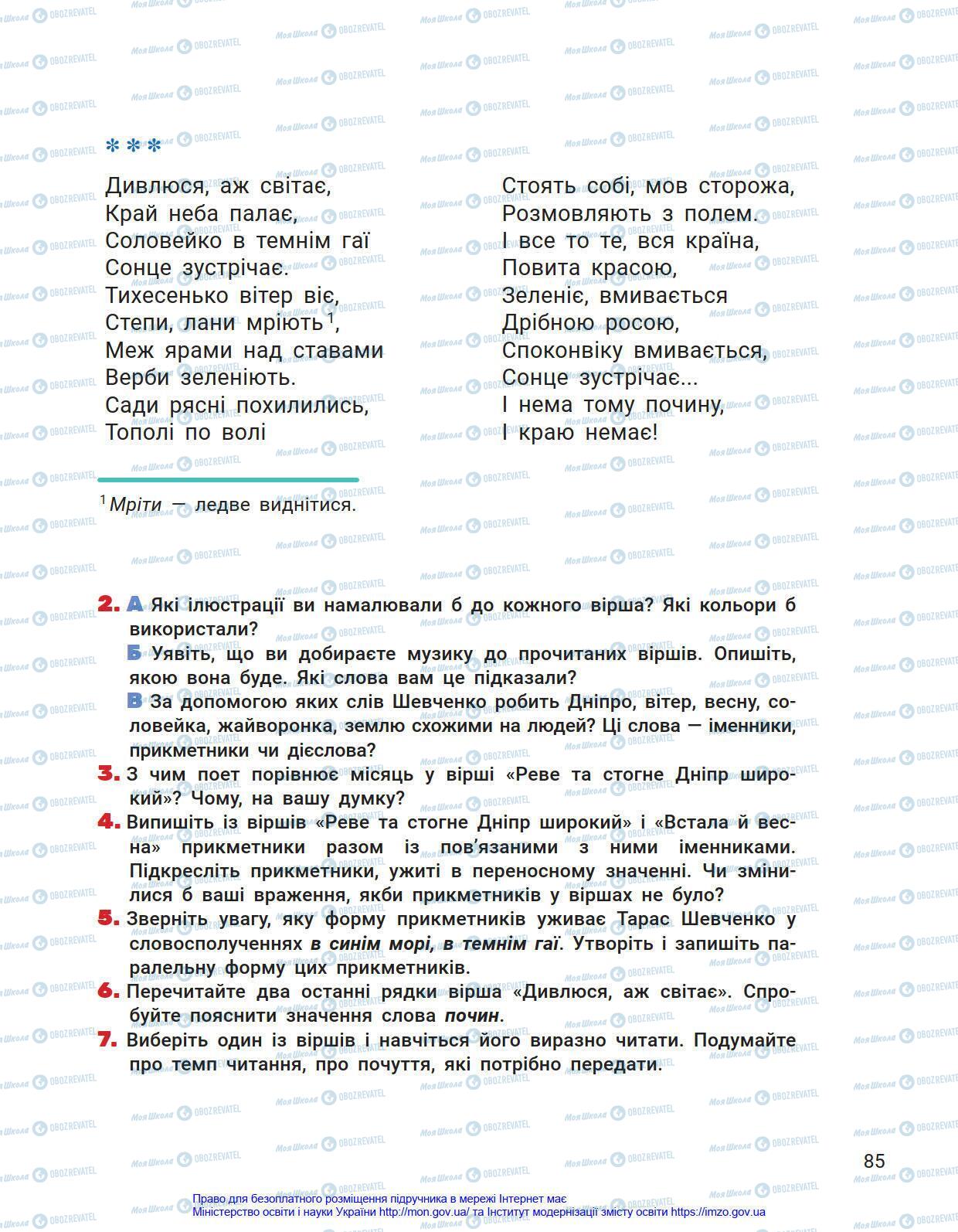 Підручники Українська мова 4 клас сторінка 85